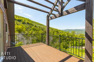 Wooden deck with a pergola