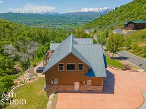 Drone / aerial view with a mountain view