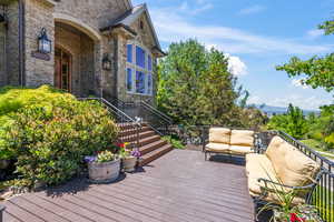 Wooden deck with outdoor lounge area