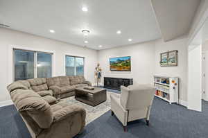 View of carpeted living room