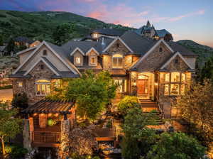 View of front of home with a mountain view