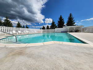 View of pool with a patio area