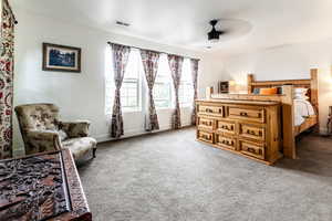 Spacious master bedroom with large window to let in the summer breeze and light.