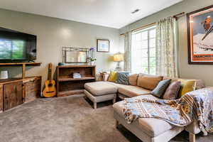 View of carpeted living room