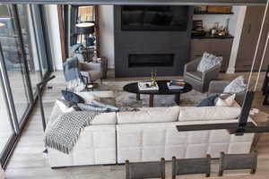 Living room featuring light wood-type flooring