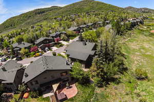 Drone / aerial view with a mountain view