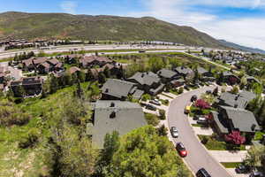 Drone / aerial view with a mountain view