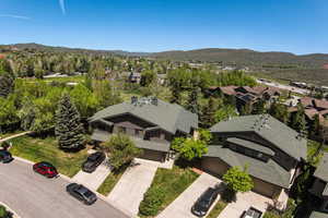 Aerial view featuring a mountain view