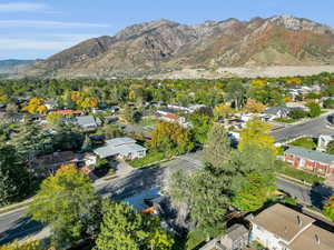 Aerial view featuring a mountain view