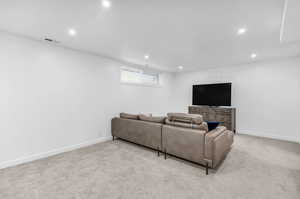 View of carpeted living room