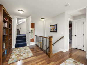 2nd floor loft with built in book shelves