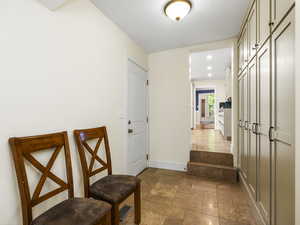 Mud room off of the oversized garage with "locker" space.