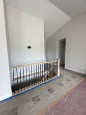 Interior space featuring lofted ceiling