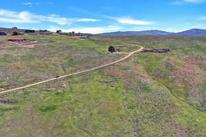 Aerial view with a rural view and a mountain view