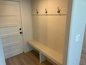 Mudroom featuring hardwood / wood-style floors