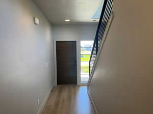 Entryway featuring hardwood / wood-style floors