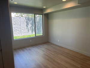 Spare room with a wealth of natural light and hardwood / wood-style floors