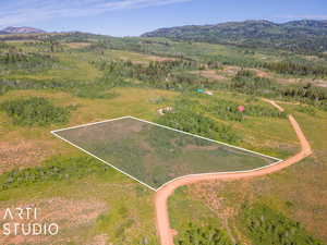 Drone / aerial view with a rural view and a mountain view