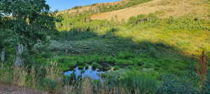 Property view of mountains with a water view