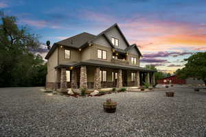 View of front of property featuring covered porch