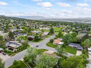 Aerial view featuring a mountain view