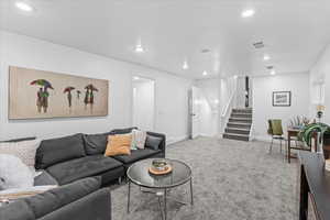 View of carpeted living room