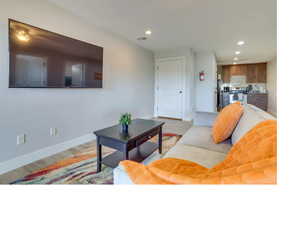 Living room featuring light wood-type flooring