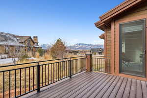 Wooden terrace with a mountain view