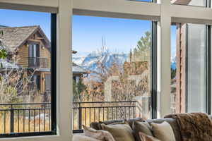 Balcony with a mountain view