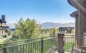 Balcony with a mountain view