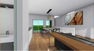 Dining space with hardwood / wood-style flooring