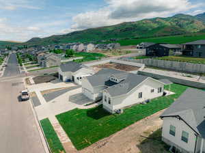 Aerial view featuring a mountain view