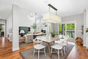 Dining space with a healthy amount of sunlight and light wood-type flooring