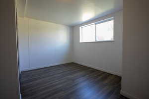 Spare room featuring dark wood-type flooring