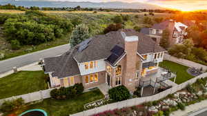 View of aerial view at dusk