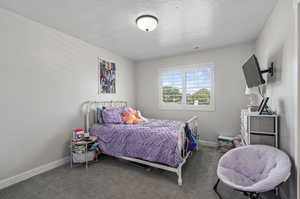 Bedroom featuring carpet