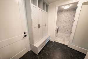 Mudroom with full height mudroom lockers