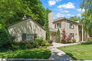 Front facade with garage.