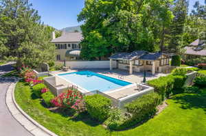 Serene swimming pool in the common area, maintained by HOA.