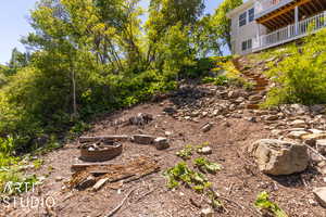 Fire pit area near stream