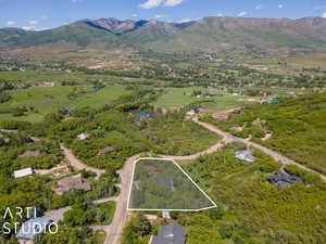 Bird's eye view with a mountain view