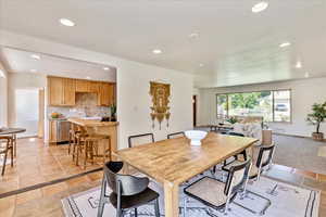 View of tiled dining room