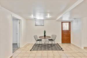 View of tiled dining space