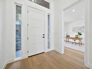 Entryway featuring light wood-type flooring