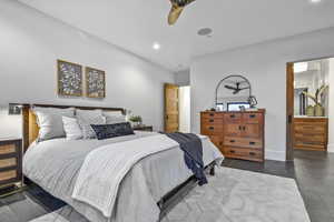 Bedroom featuring ceiling fan