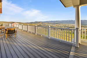 Wooden terrace with a mountain view