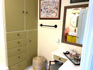 Main floor full bath with vintage elements.