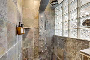 Master Bathroom with tiled shower