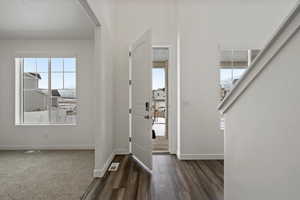 View of carpeted foyer entrance