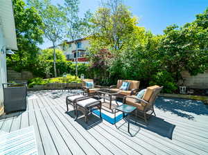 Trex deck with outdoor lounge area